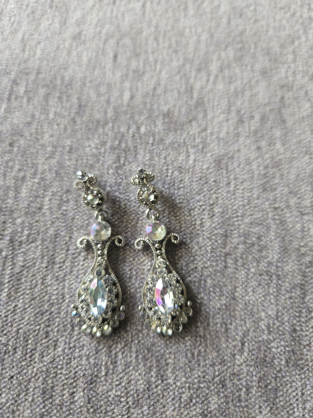 Silver-Tone Crystal Drop Earrings